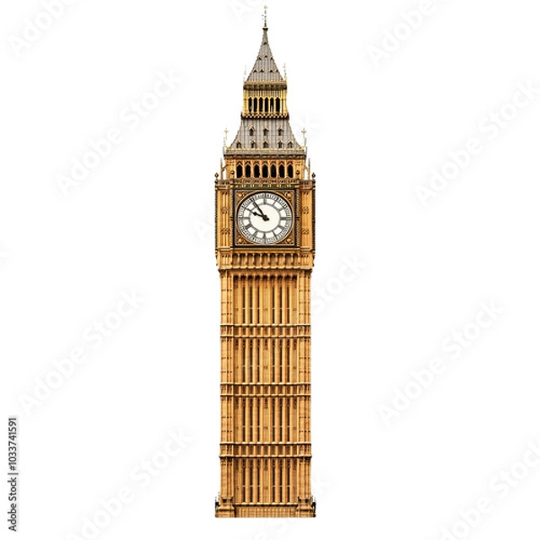 Obraz Big Ben tower, iconic clock tower in London, white isolated background.