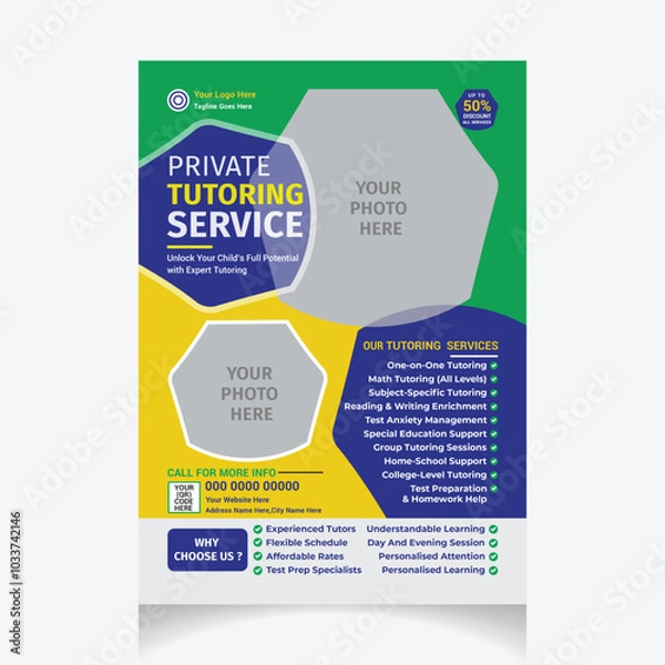 Fototapeta private tutoring flyer design layout