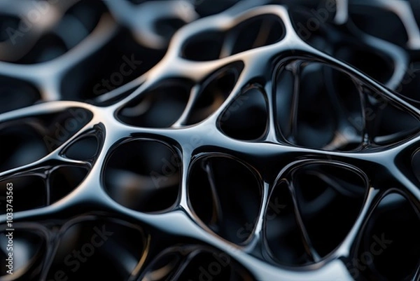 Fototapeta 3D abstract render of interconnected metallic wires forming organic shapes