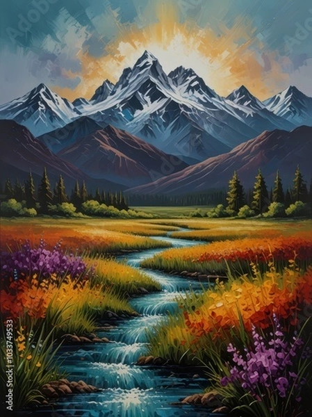 Obraz sunset in the mountains