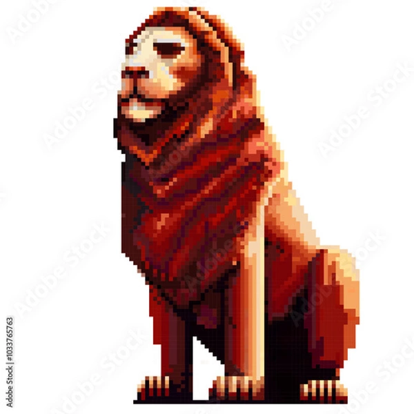 Fototapeta Abstract illustration with red lion on  background.