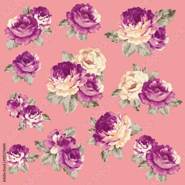 Fototapeta ロココ風の薔薇を素材に