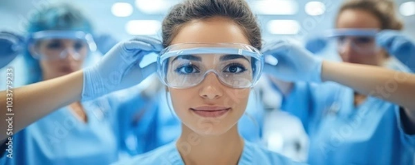 Fototapeta Healthcare professionals preparing for surgery