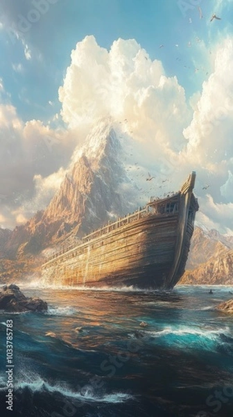 Fototapeta The Legendary Noah Ark: Investigating Modern-Day Discoveries, Scientific Analysis, and Theological Interpretations of the Biblical Account of the Great Flood and the Ark's Alleged Landing on Mount