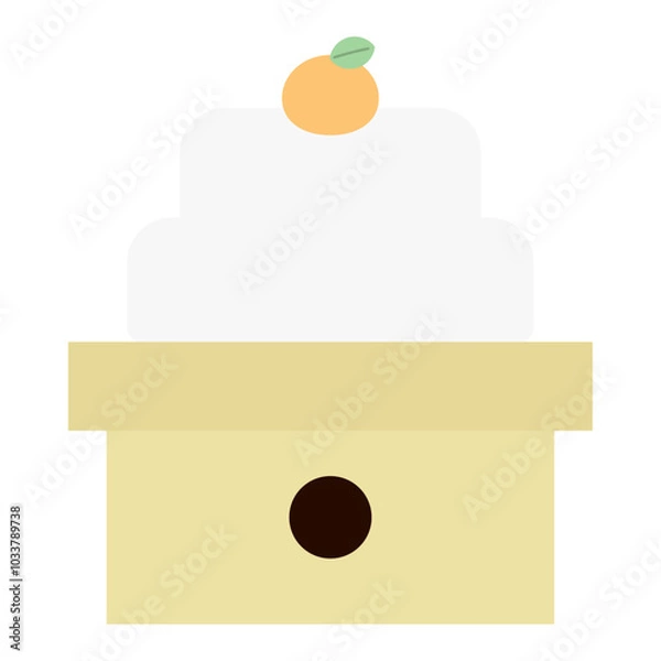 Fototapeta みかんが乗っている鏡餅のイラスト