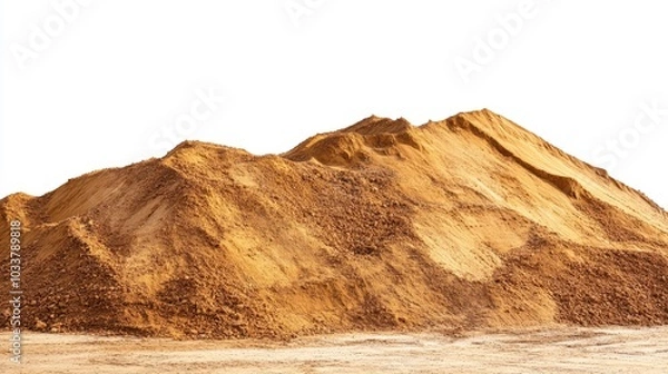 Fototapeta Pile desert sand dune at construction site isolate