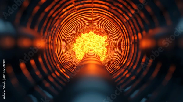 Fototapeta Efficient combustion chamber, sustainable fuel solution, energy-saving design, 3D illustration