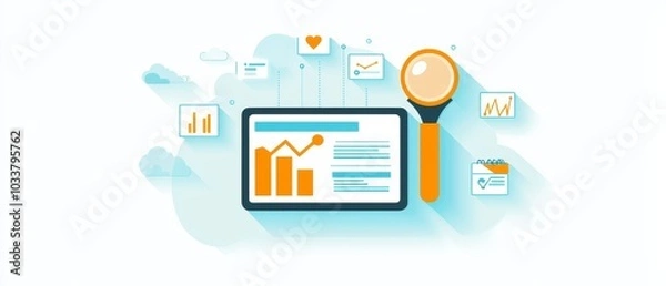 Fototapeta Digital Project Management Flat Design Representation