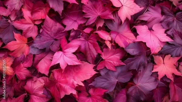 Obraz Hot pink fall leaves covering the ground.