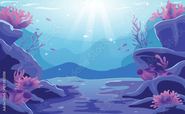 Obraz Underwater Cartoon illustration Background Landscape Vector