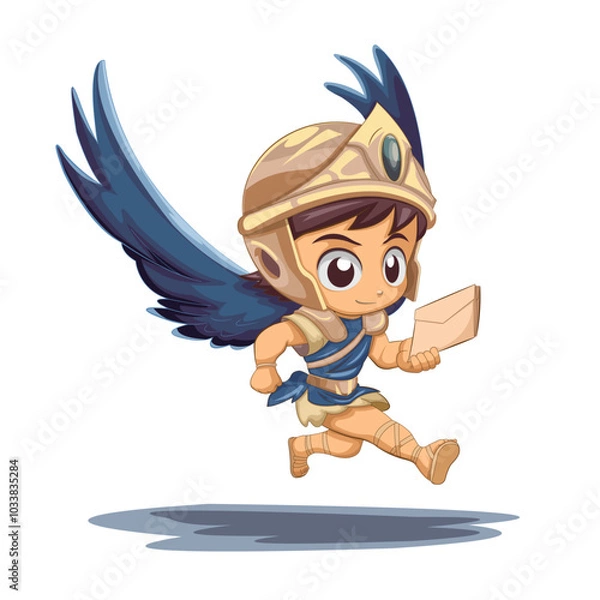 Obraz Greek God Hermes Running with a Letter Vector