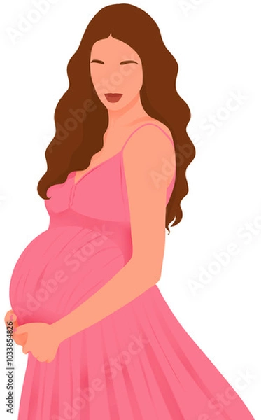 Fototapeta Minimalist Illustration of a Pregnant Woman Highlighting Motherhood, Expecting Journey, and Feminine Beauty in Simple Modern Art Style