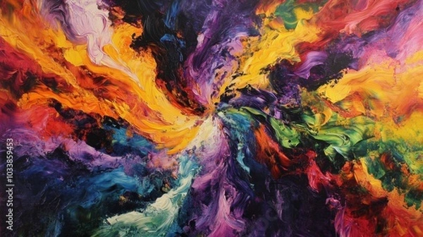 Obraz Energetic Burst: Dynamic Abstract Art of Vivid Colors