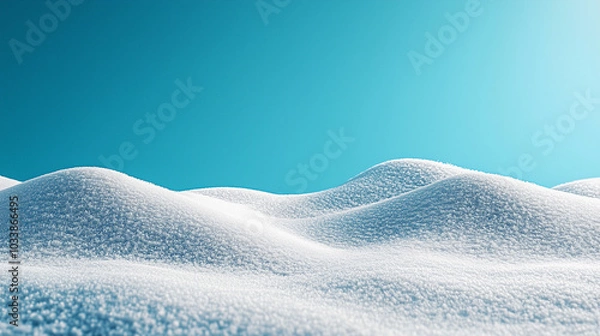 Fototapeta Snowdrift isolated. Snow landscape decoration, frozen hills. White snow covered hill with a few small snow piles. Empty snow banks field. background.