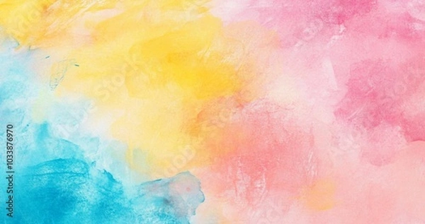 Fototapeta 水彩、パステル、背景画像、ピンク、黄色、水色