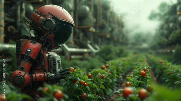 Fototapeta Futuristic Agriculture: Robots and High-Tech Equipment Transforming Farming
