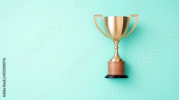 Fototapeta Business success, trophy and award for achievements, flat design illustration