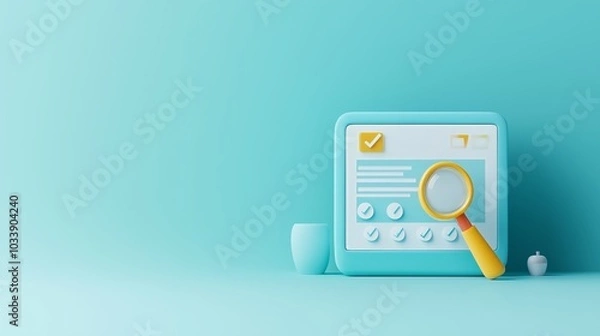 Fototapeta SEO optimization, search engine with ranking metrics, 3D illustration