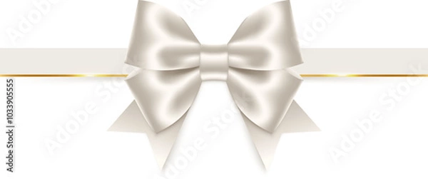 Obraz White bow with ribbon. Vector illustration.