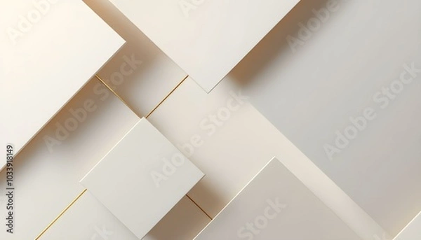 Obraz Abstract golden background with white and beige luxury glitter shapes. Golden lines luxury on cream color background. Gold elegant realistic paper cut style 3d. A flat illustration of an abstract gold