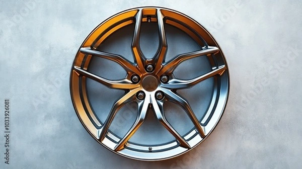 Fototapeta A sleek, modern alloy wheel showcasing intricate design and finish.