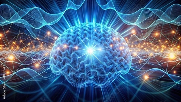 Obraz Abstract patterns of light illuminating brainwaves