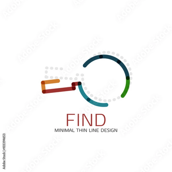 Fototapeta Vector thin line design logo magnifying glass, search and find or zoom logotype concept. Linear minimalistic business icon