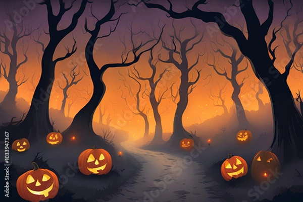 Obraz A spooky forest trail