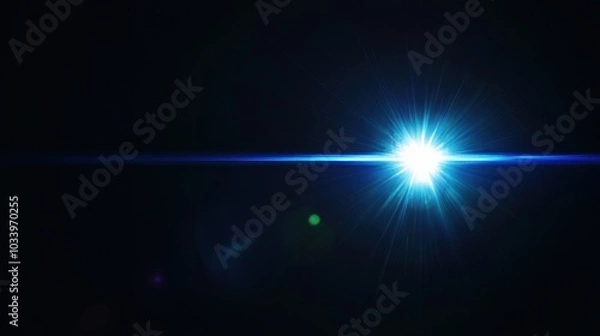 Obraz Blue Light Flare on Black Background