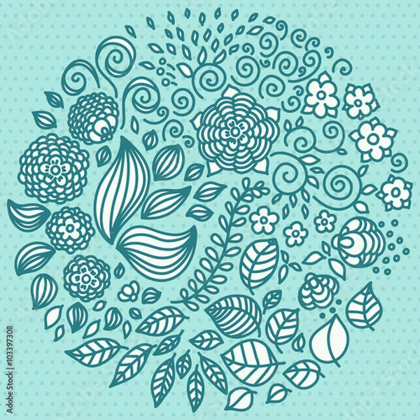 Fototapeta Tattoo floral doodle vector elements set