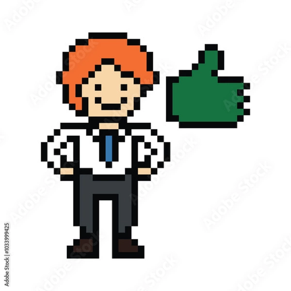 Fototapeta Cartoon cute pixel cartoon 8bit character business man businessman smart work game for decoration business 8 bit male career smart character game png vector.