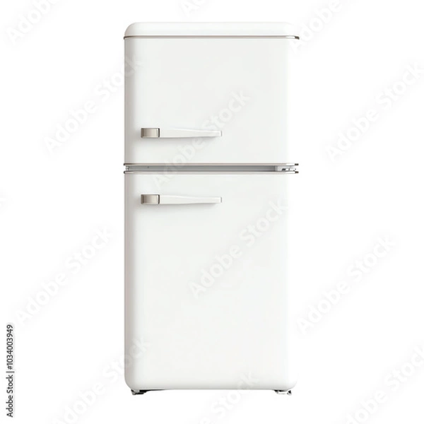 Obraz Elegant white refrigerator with a classic design, perfect for modern kitchens and adding a stylish touch to any home.