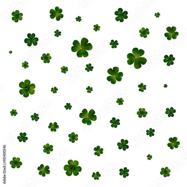 Obraz Green clovers on white, decoration for St Patricks day