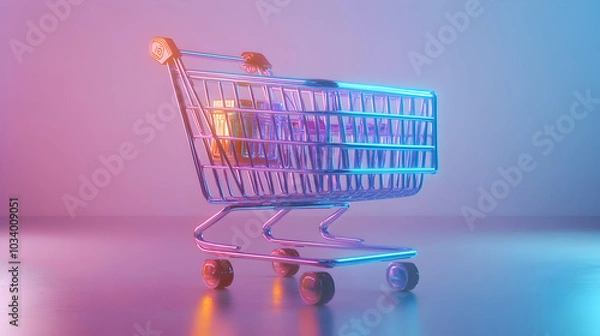Fototapeta 3D Close-Up of Holographic Shopping List Floating Above Sleek Surface with Futuristic Text on Isolated White Background - Macro Shot of Innovative Shopping Concept