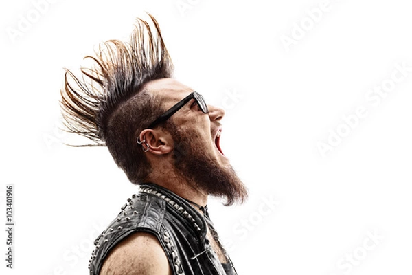 Obraz Wściekły młody punk rocker krzyczy