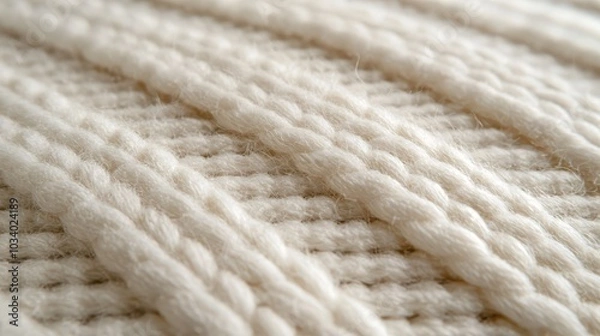 Fototapeta Soft and textured handwoven wool fabric featuring intricate loops and patterns, perfect for adding warmth and style to any space