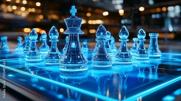 Fototapeta Futuristic Chess Game with Zero Gravity Elements