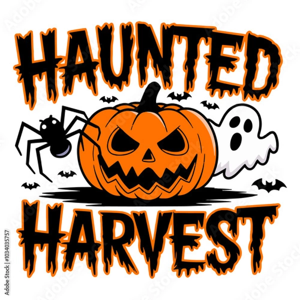 Fototapeta Spooky Halloween T-Shirt Design: Ghosts, Pumpkins, and Witches - Vector Illustration. Generative with AI