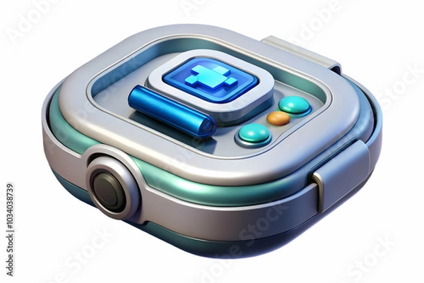 Fototapeta Close Up of Futuristic Medical Device Featuring Advanced Digital Interface and Copy Space for Medical Illustrations and Stock Photos