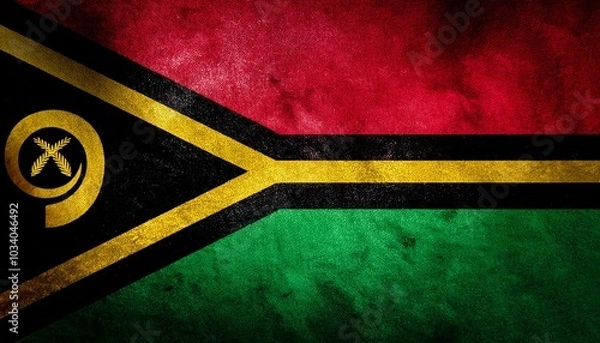 Obraz 古いビンテージのバヌアツの国旗(Old grunge vintage Vanuatu flag.)
