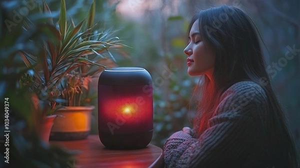 Fototapeta Smart Speaker Music Playback: Enjoying Music with Voice Control