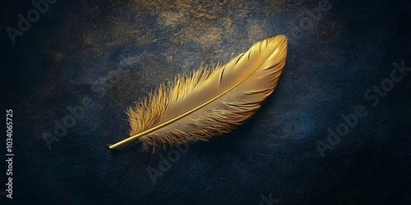 Obraz Golden Feather on Dark Velvet with Soft Spotlight and Luxurious Contrast