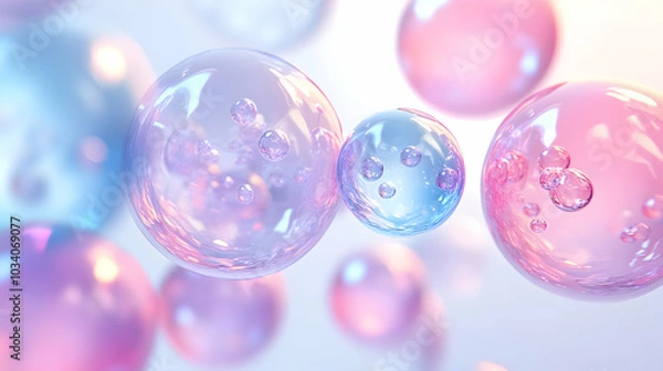 Fototapeta 3D Floating Voter Demographic Bubbles: Holographic Icons Showcasing Diverse Voter Populations, Close-Up View Revealing Detailed Information on a Clean White Background for Targeting Strategy Content