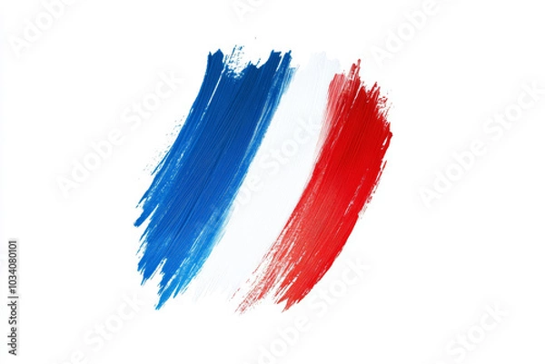 Fototapeta french flag vertical color brush stroke isolated on white 