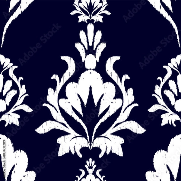 Obraz seamless pattern ikat with flowers 