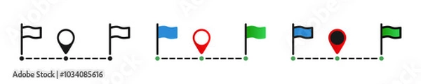 Fototapeta Simple symbol Route location. Modern sign start and end journey. Isolated map trip icon in vector design style