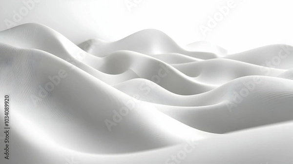 Fototapeta 3D Abstract White Waves Representing Emotional Fluctuations in Wide Shot - Panning Camera Illustrates Emotional Journey for Janeiro Branco Awareness