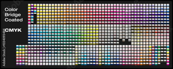 Fototapeta Color Bridge Coated CMYK. Pantone Color palette of the Fashion, Home and Interiors colors for test print.
