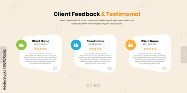Fototapeta Simple modern feedback and testimonial section design for web interface