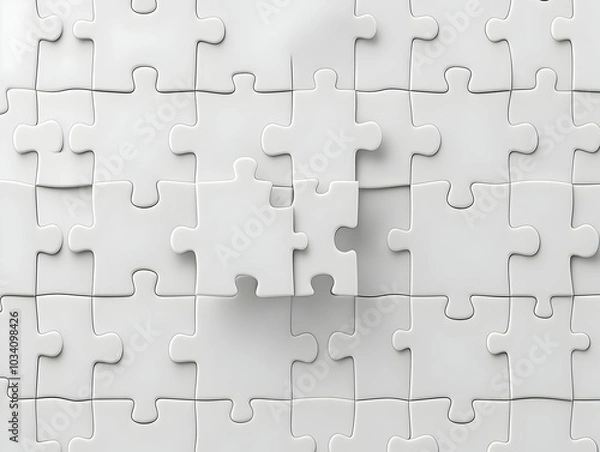Fototapeta Seamless Flat White Puzzle Piece Tiles Concept: Unity Through Connections in Mental Health Awareness - Janeiro Branco Simple Vector Illustration